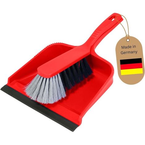 Ensemble de pelles à poussière Ensemble de pelles à poussière ROUGE Balai à poussière en plastique pour balayage Brosse à main Poils