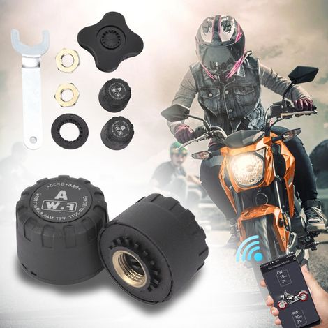 Lot de 2 capteurs de pression des pneus TPMS Bluetooth pour moto, externes et internes, IP67 (1/5)