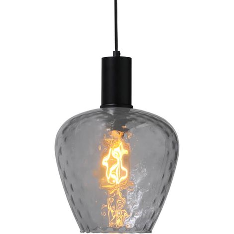 Lampe suspendue noire Porto avec verre fumé Diamond - Ø 21cm - 2710-05-05-5