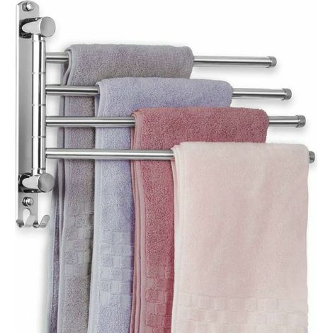 Porte-Serviettes - Acier Inoxydable SUS304 - 4 Barres Rotatives 180° - Pour Salle De Bain Cuisine Lavabo - 34 Cm (1/5)