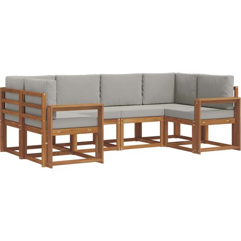 Conjunto de sofás de exterior 6 uds. Gris Natural y Claro vidaXL (1/5)