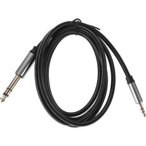 3,5-mm-auf-6,35-mm-Stereo-Audiokabel für Mobiltelefon, Computer und Audioverstärker – 150,00 x 1,10 x 1,10 cm – Schwarz (1/4)