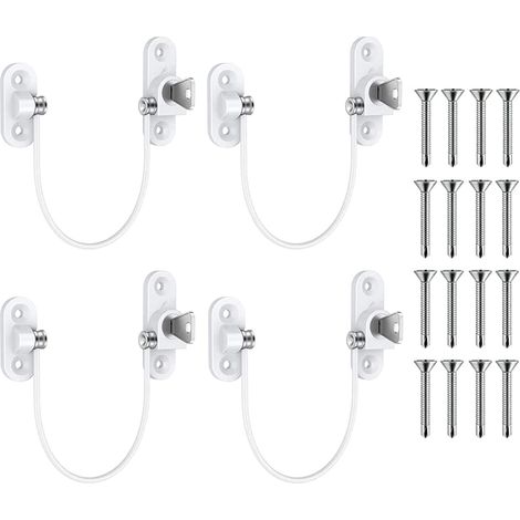 Lot de 4 limiteurs de vitesse pour fenêtres et portes - Couleur : Blanc (1/5)