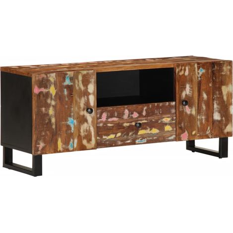 Mobile TV multimediale mensola TV credenza TV sala da pranzo soggiorno camera da letto 105 x 33,5 x 46 cm legno di recupero e ingegnerizzato marrone 020025683