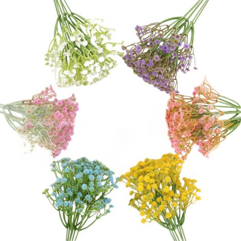Bouquet de voile de mariée artificiel – Disponible en plusieurs couleurs – 6 tiges par bouquet – Fleurs décoratives et d'accent.-AquaForge (1/5)