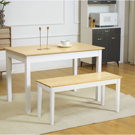 Banco de 2 plazas (102x36x45 cm), para cocina y comedor, con topes antideslizantes, madera, natural (1/5)