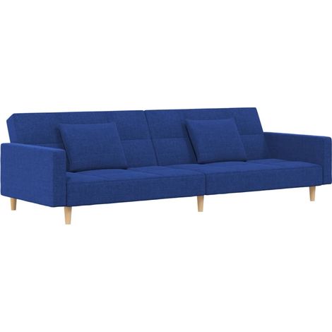 Canapé-lit，Canapé convertible à 2 places avec deux oreillers bleu tissu CFW47882 (1/5)