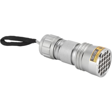 Lampe torche UV à lumière noire 21 LED 395 nm pour agents fluorescents, codes anti-contrefaçon, scorpions, chat, mousse (1/5)