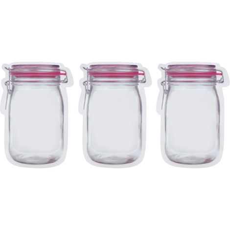 Sachet de Rangement Transparent Portable pour Snacks, Aliments Secs et Voyage (Rouge, Moyen) (1/4)