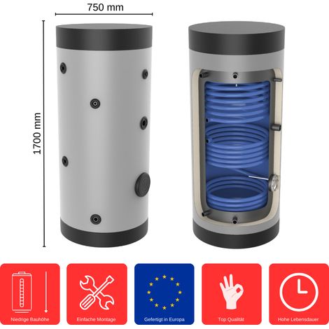 Solarspeicher 500 Liter SP-2-500 Trinkwasserspeicher Warmwasserspeicher Boiler