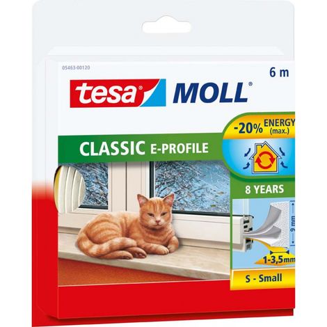 TESA burlete caucho 6x9 marron 5463 , Burlete de caucho adhesivo tesamoll® 05463 121. Perfil E fácil de aplicar en ventanas y puertas, especialmente útil para los desajustes más gr (1/3)