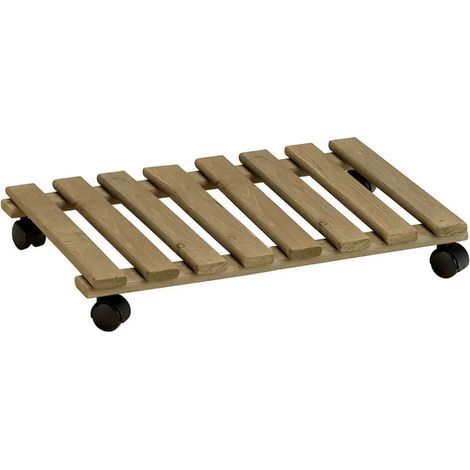 Sottovaso con ruote in legno quadrato 70 x 40 cm Carry color Tortora