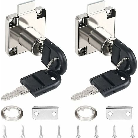 2 Pièces Blanc Verrouillage Push Lock Alliage de Zinc Serrure de Tiroir de Bureau Serrure de Meuble à Cylindre Utilisation pour Armoires Tiroirs Boîtes aux Lettres (1/5)