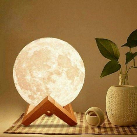 Lampe Lune 3D Atmosphérique - Veilleuse Design 8 cm - Lumière LED Blanc Chaud - Lampe de Table Décorative pour Table de Nuit - Compacte et Élégante (1/5)