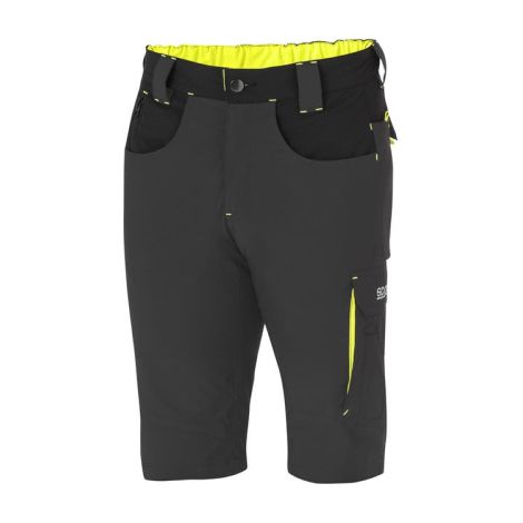 Bermuda technique le'ger Sparco Laredo en nylon avec bandes re'fle'chissantes gris fonce'/jaune fluorescent taille L fermeture e'clair et bouton Grigio Scuro + Giallo Fluo L