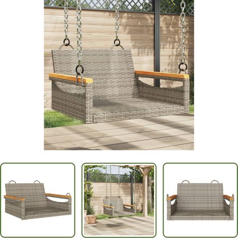 vidaXL Meuble extérieur - Balancelle gris 63x62x40 cm résine tressée (1/5)