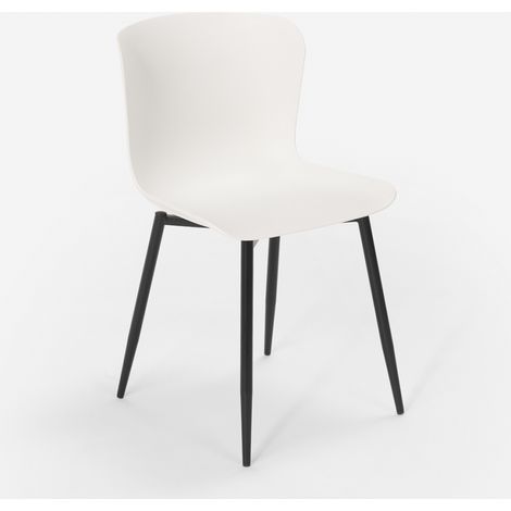 Sedia design moderno in polipropilene e metallo per cucina bar ristorante Chloe - Bianco (1/5)