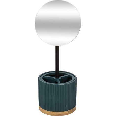Specchio moderno con portaoggetti D14 cm colore Petrolio (1/5)