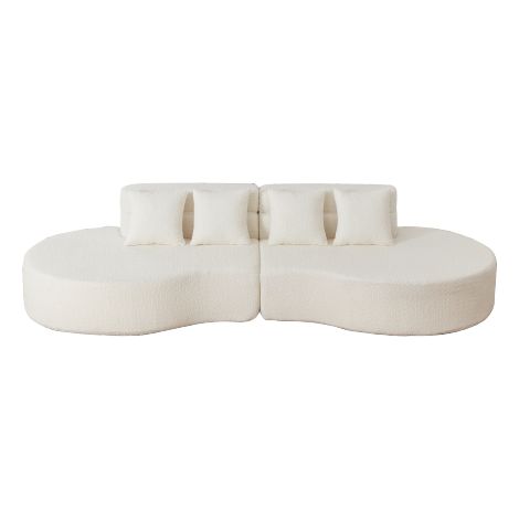 Canapé modulable en mousse, canapé combinable en 2 parties sans structure, 100 % mousse à mémoire de forme haute densité, housse amovible et lavable en polaire douce et moelleuse, canapé moderne et mi