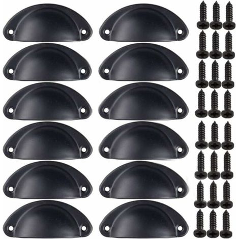 Poignée Bouton de Porte Décoration Rétro pour Meuble Tiroir Poignée de Coquille Vintage pouRôtiroir Armoire Meuble Cuisine Fer Incurvé Bouton de Porte de Placard Retro Pour Armoire(12PCS)-Fei Yu