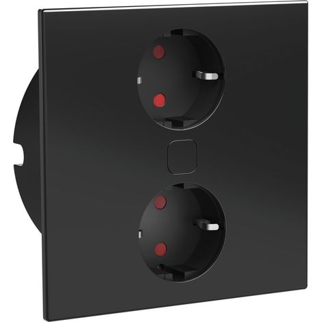 HPF Einbausteckdose Duplex-Q, 2 Steckdosen, Schwarz (1/5)