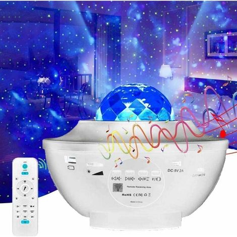 Projecteur océan avec ciel étoilé, Bluetooth, couleurs réglables, blanc, pour chambre à coucher, chambre d'enfant, décoration, fêtes. (1/5)