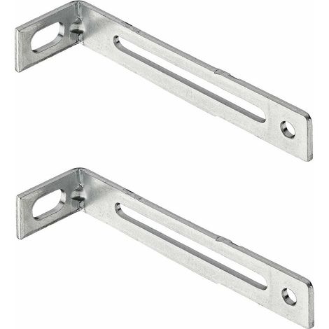 – Équerre de fixation étagère acier chromé à visser 100x28 mm – Trous oblongs pour installation flexible – Fixation solide pour meubles et étagères (1/2)