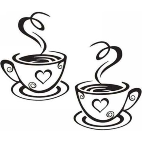 [JAMAIS UTILISÉ] Tasse à Café Design Autocollants Mur Maison Stickers Cuisine Restaurant Décor (1/4)