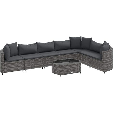 Maison Exclusive - 8-tlg. Garten-Sofagarnitur mit Kissen Grau Pol (1/5)