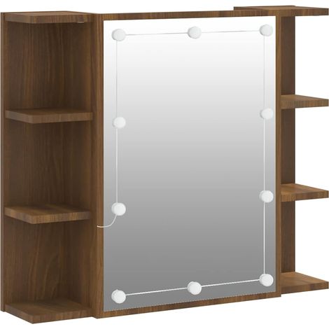 Spiegelschrank mit LED Eiche braun 70x16,5x60 cm