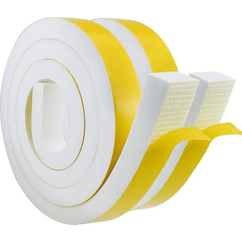 Insulation Seal for Windows Doors, Rubber Foam Adhesive Seal, 25 mm (W) x 20 mm (H) x 2 m (L) Rubber Strip Cold Noise Insulation, Anti-Collision, Shockproof, White
