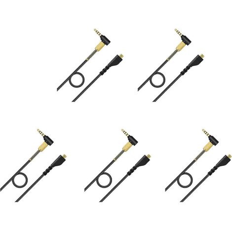 Lot de 5 câbles de rechange pour casque audio SteelSeries Arctis 75 et 3 Pro sans fil (1,5 m)noir et doré. (1/4)