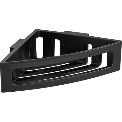 Tablette d'angle, Tablette en Plastique, sans perçage, Panier Profond pour Poser Les Articles d'hygiène en sécurité, idéale pour Salle de Bain et Douche, 35 x 8,5 x 20 cm, Noir (1/5)