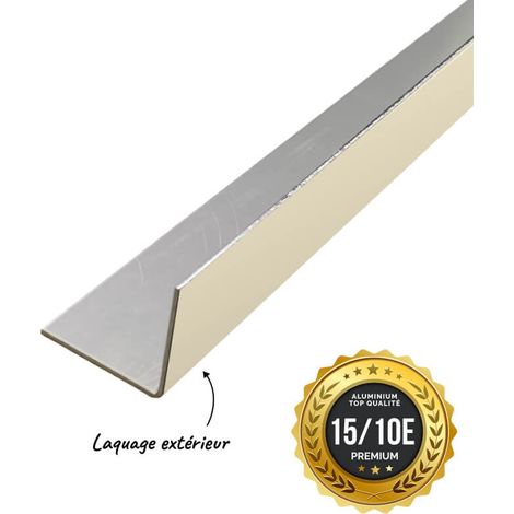 Cornière PREMIUM 2mL en alu 15/10ème 20x20mm - laquage extérieur - RAL1015 - ALUHOME
