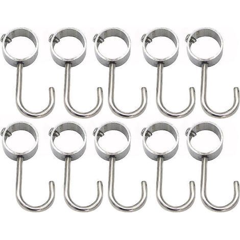 Lot de 10 crochets de penderie résistants, crochets pour tubes spéciaux, crochets de tringle à vêtements de qualité supérieure-7.4x2.25cm-Silver (1/4)