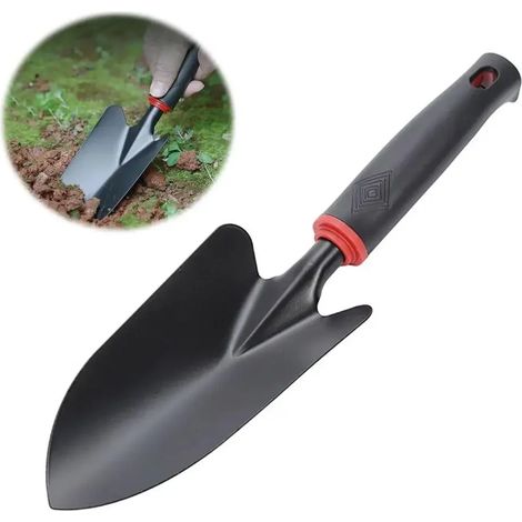 Pelle de jardinage (large) - Outils de jardinage potager - Pelle à main en acier - Truelle et râteau à 5 dents pour planter, désherber, ameublir la terre, Di L2K1 (1/5)