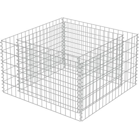 Fioriera rialzata per piante e fiori in un giardino a gabbioni 90 x 90 x 50 cm acciaio zincato 020001319