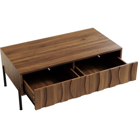 ELVMI Couchtisch mit 2 Schubladen, Retro-Stil für Wohnzimmer, aus MDF und Spanplatte, 105 × 55 × 41 cm, Natur (1/5)