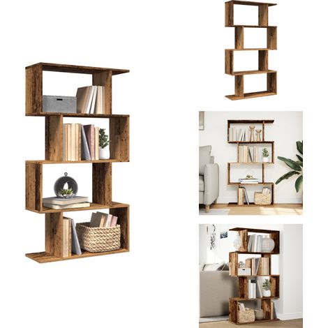 Raumteiler-Bücherregal 4 Böden Altholz-Optik 70x24x129 cm - Raumteiler - Raumtrenner - Bücherregal - Raumteiler Bücherregal (1/5)