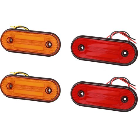 4x Feux latéraux camion 12LED indicateurs 12-24V 1200LM Rouge Ambre pour fourgon remorque (1/5)