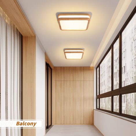 2pcs LED Ceiling Light Industrial Modern Lamp Solid Wood Acrylic for Bathroom Hallway - Neutral Light 4500K Square (1/5)