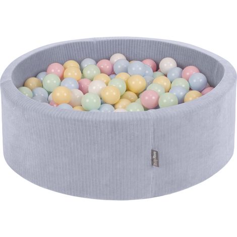 Piscina redonda seca de espuma KiddyMoon con pelotas de 7 cm para juego sensorial y terapia de integración sensorial, cubierta con cremallera, diámetro 90 cm, altura 30 cm. (1/5)