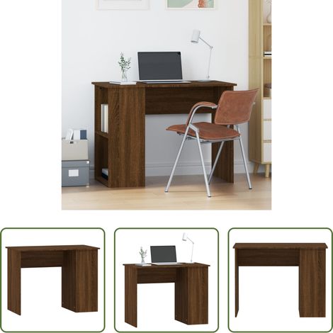 vidaXL Bureau d'étude - Bureau chêne marron 100x55x75 cm bois d'ingénierie (1/5)