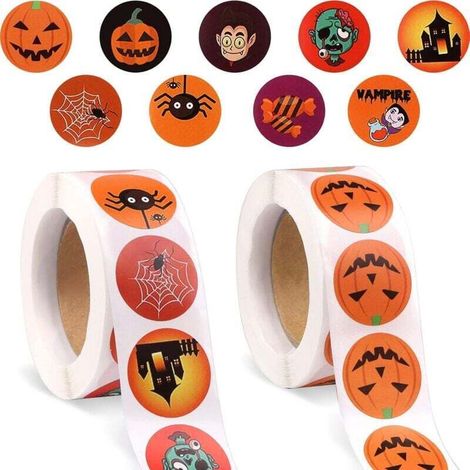 Le forfait comprend: vous recevrez 2 rouleaux d&39autocollants Halloween de différents motifs, 500 pièces pour chaque rouleau, au total 1000 pièces, colorées et distinctives, une quantité suffisante p (1/4)