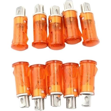 10 lampes témoins néon 220V 110V 12V/24V CC pour montage panneau rouge vert jaune 10 mm MDX-11A (5) 8 (1/5)