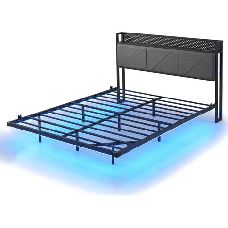 Levede Floating Bed Frame Double LED Lights Upholstered USB Storage Headboard (1/5)