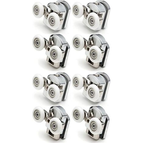 CYRILL – Set di 8 ruote di ricambio per fissaggio porta doccia in vetro – 4 ruote inferiori e 4 ruote superiori – Per porte in vetro spesse 4-6 mm – Cromate (1/5)