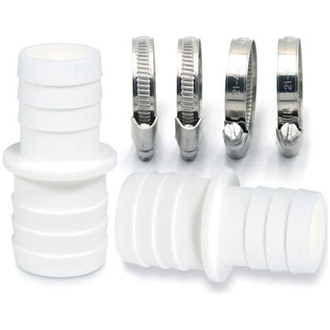 Lot de 2 raccords de tuyau avec colliers de serrage - Adaptateur de tuyau de piscine - Double embout de tuyau (2 x 32 à 38 mm)