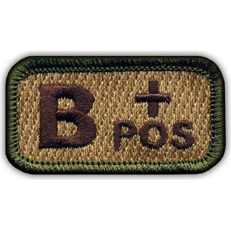 Patchion Blutgruppe B „pos“ mehrfarbig - Selbstklebende Rückseite - Gestickter Aufnäher/Abzeichen/Emblem