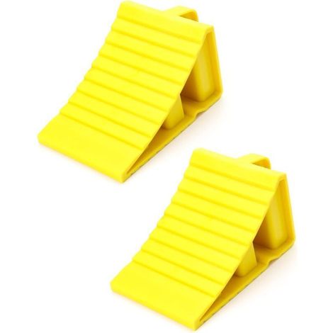 2 Pièces Cale De Roue Plastique, Cales De Remorque, Adaptées Aux Remorques De Caravane, Jaune (1/4)